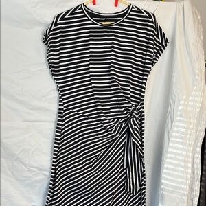 Universal Standard Striped Black and White Midi Dress